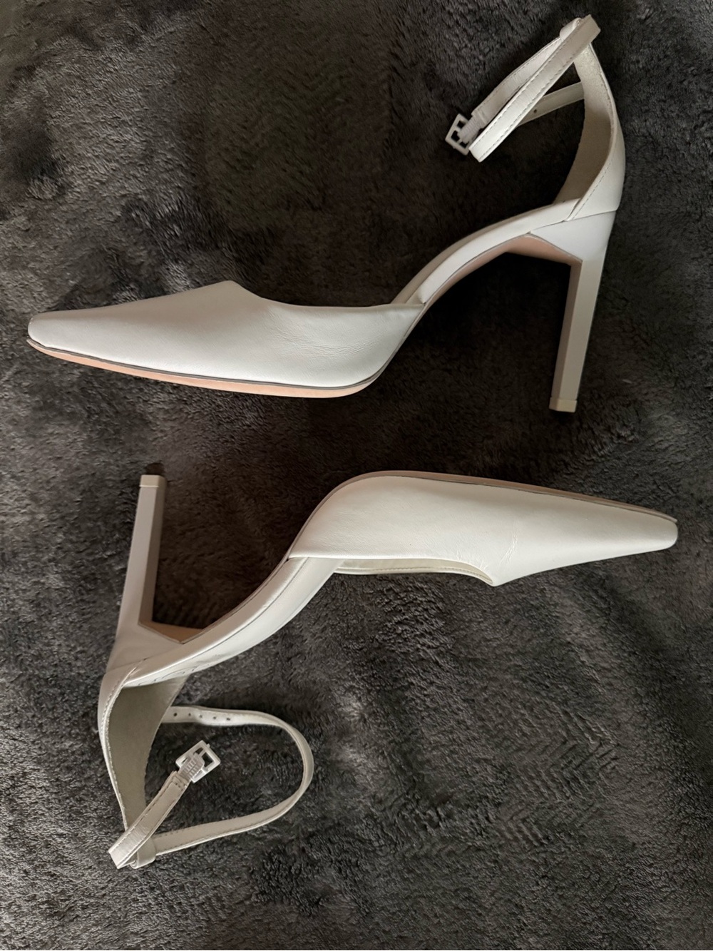 ANTONIO MELANI White Pointed Ankle-Strap Stilettos